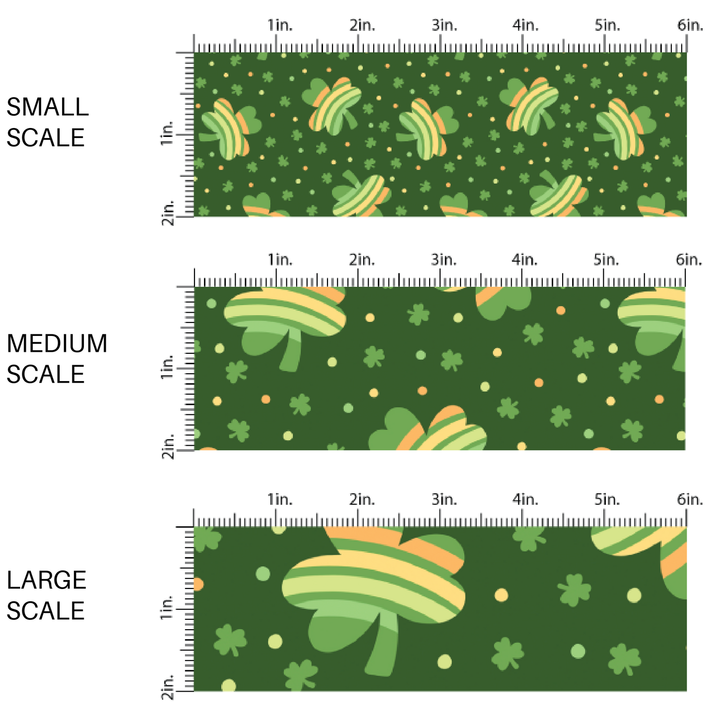 Green Clovers and Rainbows on Dark Green Fabric by the Yard scaled image guide.