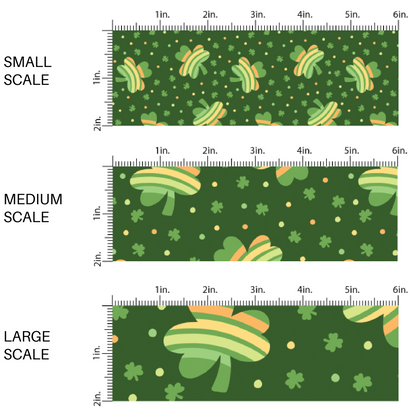 Green Clovers and Rainbows on Dark Green Fabric by the Yard scaled image guide.