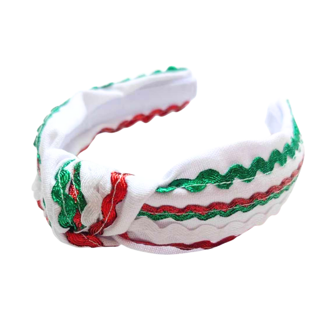 White/Red/Green Ric Rac Christmas Headband