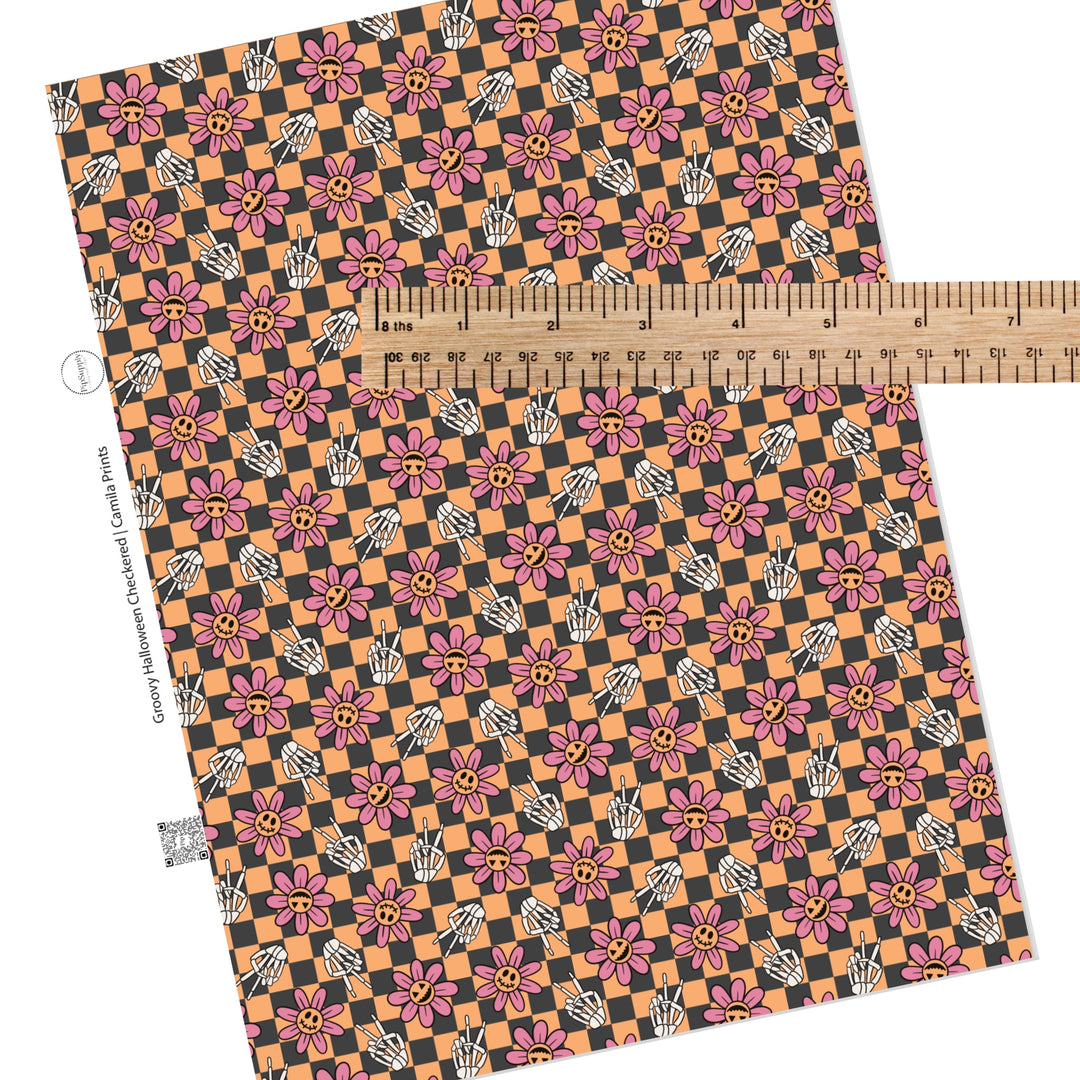 Groovy Halloween Checkered Faux Leather Sheets