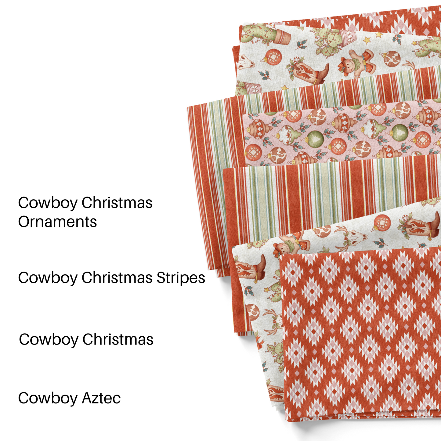 Cowboy Christmas Stripes Fabric By The Yard
