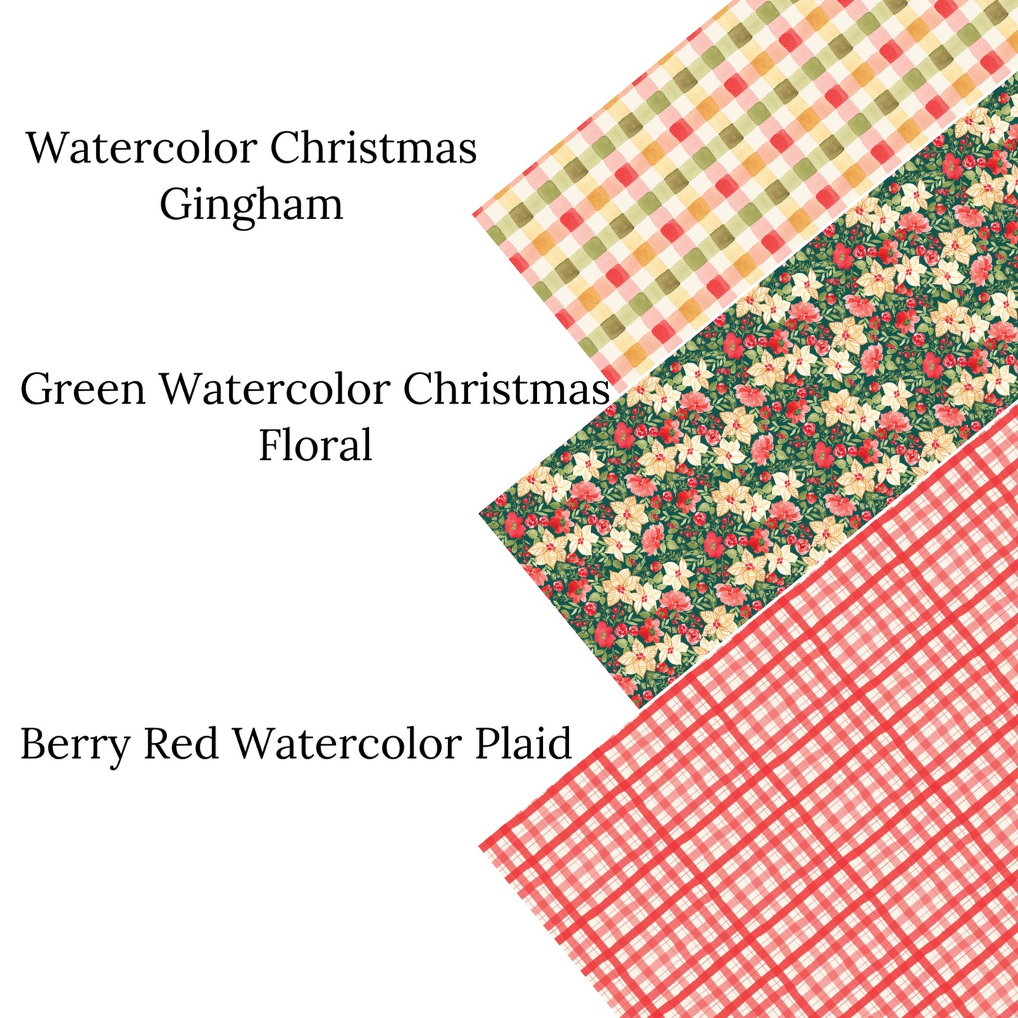 Green Watercolor Christmas Floral Faux Leather Sheets