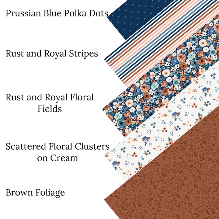 Rust and Royal Floral Fields Faux Leather Sheets