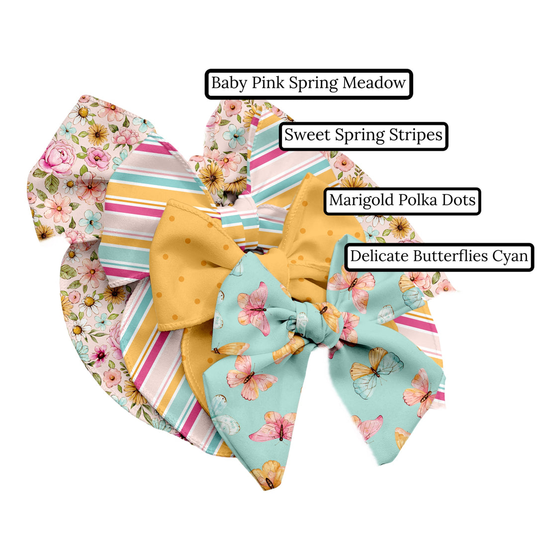 Delicate Butterflies Cyan Hair Bow Strips