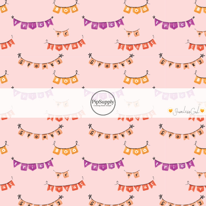 Halloween Flags Baby Pink Fabric By The Yard