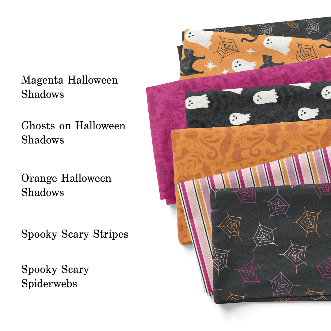 Magenta Halloween Shadows Fabric By The Yard