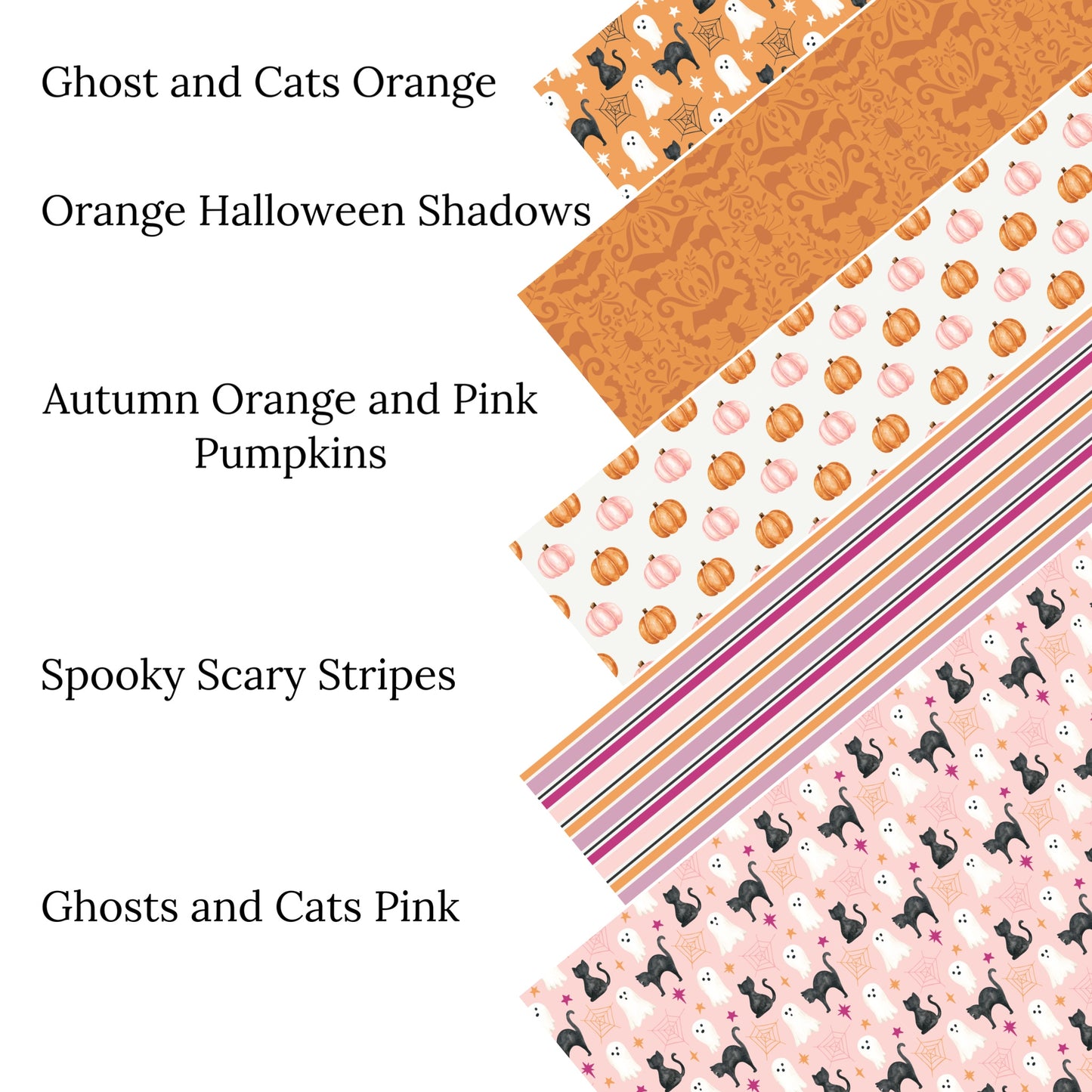 Orange Halloween Shadows Faux Leather Sheets