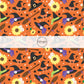 These Halloween themed orange fabric by the yard features witches, hats, brooms, sunflowers, small daisies, and small black stars on orange. This fun spooky themed fabric can be used for all your sewing and crafting needs! 