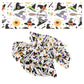 These Halloween themed cream no sew bow strips can be easily tied and attached to a clip for a finished hair bow. These fun spooky bow strips are great for personal use or to sell. The bow stripes features witches, hats, brooms, sunflowers, small daisies, and small colorful stars on cream. 