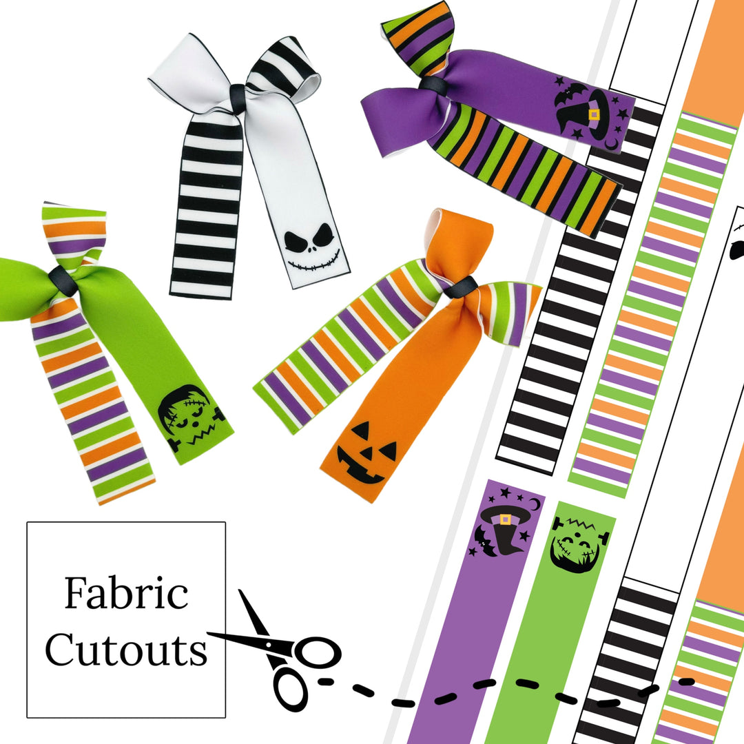 bright halloween characters long tail diy neoprene bows