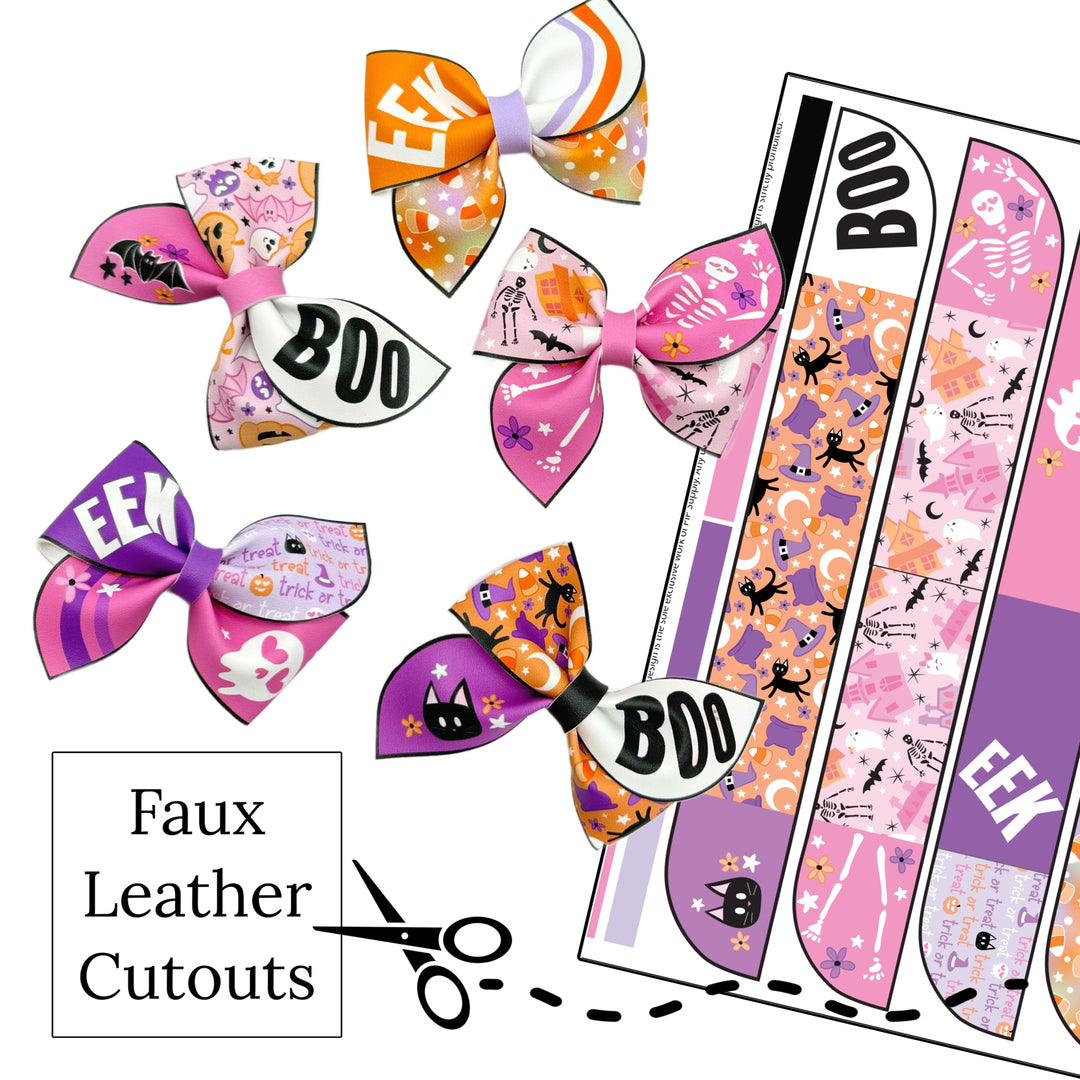 Halloween Pink EEKs PINWHEEL Faux Leather DIY Hair Bows