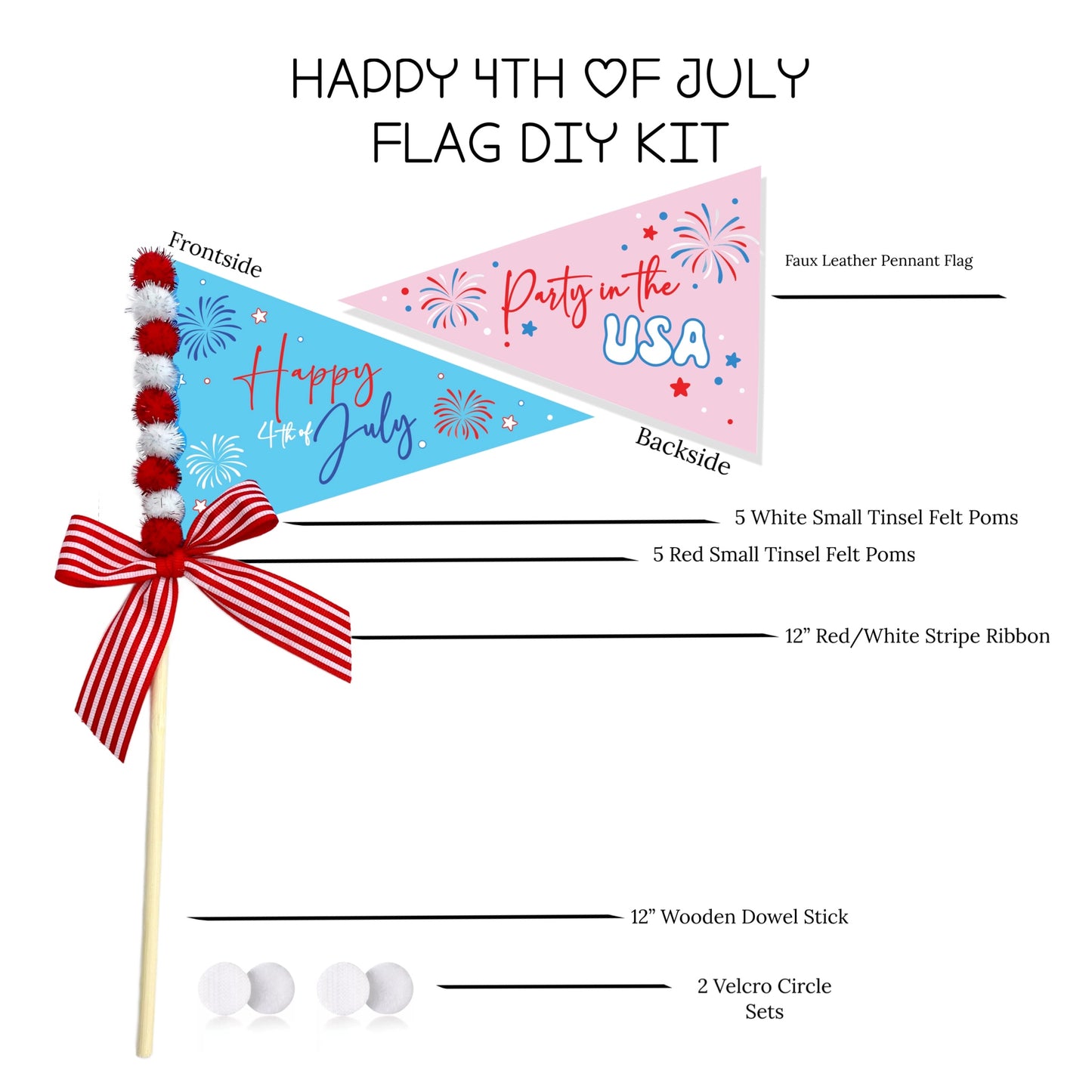 Happy 4th of July Faux Leather Pennant Flags - DIY - PIPS EXCLUSIVE