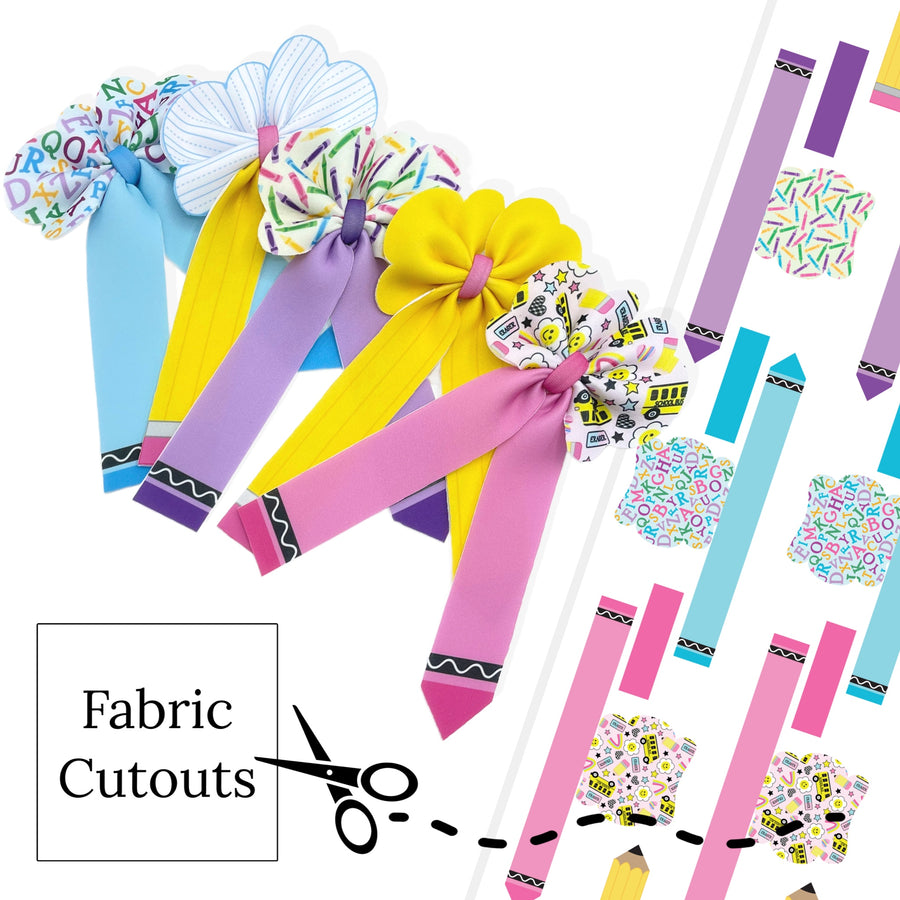 alphabet and crayon long tail bubble neoprene diy hair bows