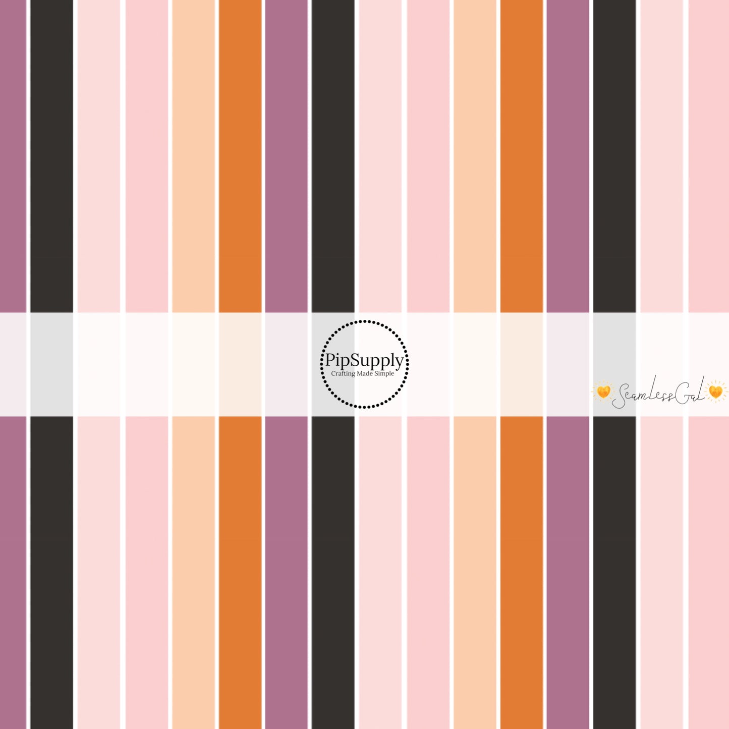 Pink, orange, black, and purple striped fabric by the yard.