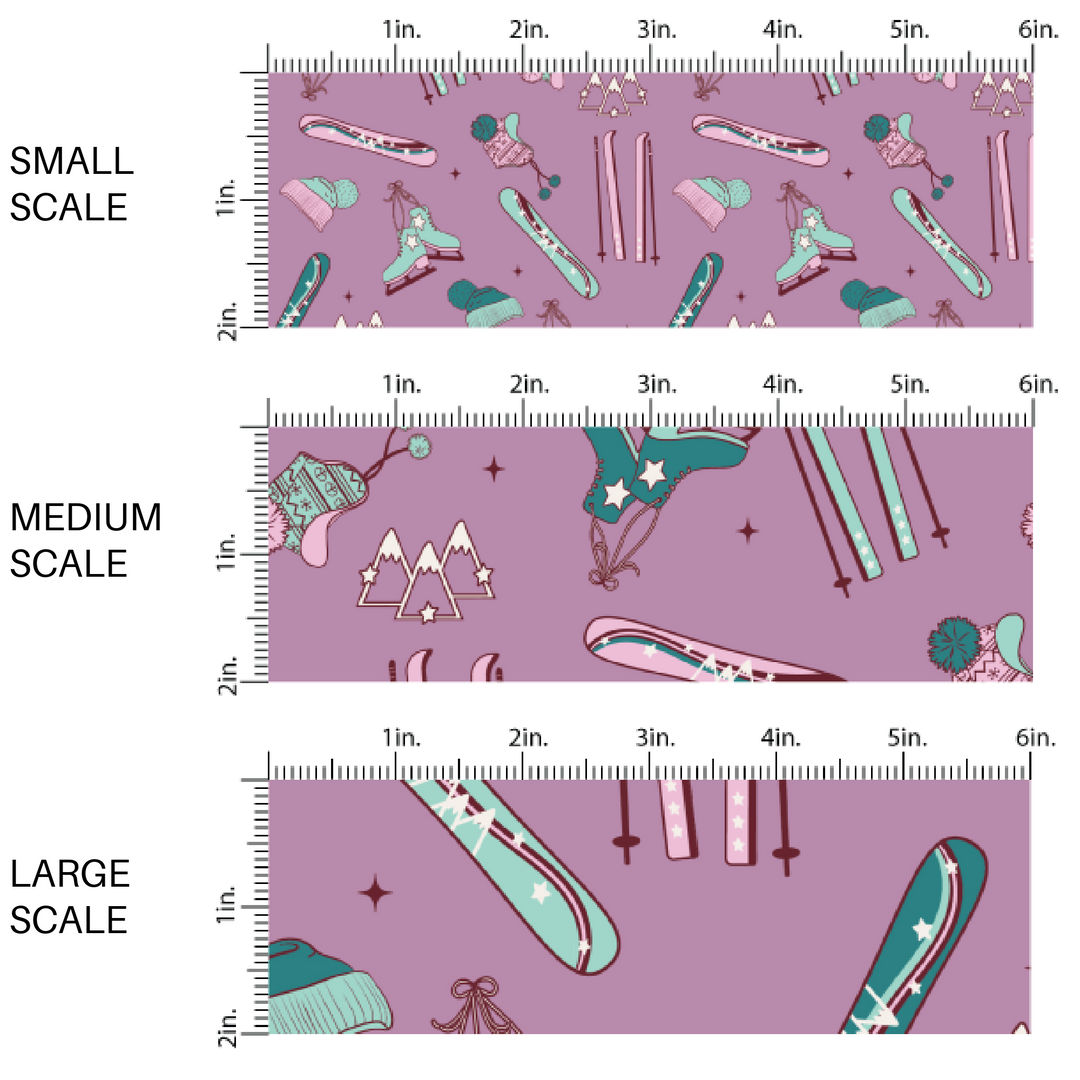 Hit the Slopes Purple Fabric By The Yard