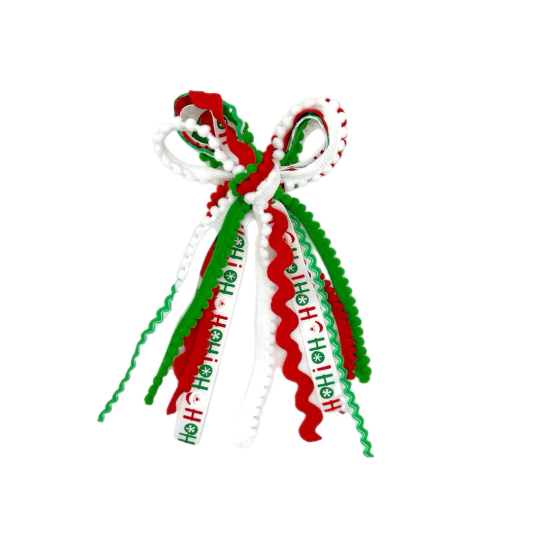 Ho Ho Messy Ribbon Hair Bow Tied With Clip