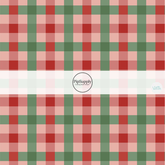 Pink, red, and green tartan print fabric by the yard.