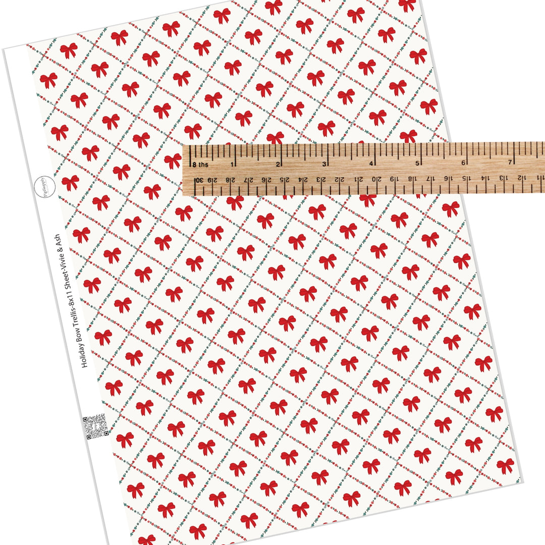 Holiday Bow Trellis Faux Leather Sheets
