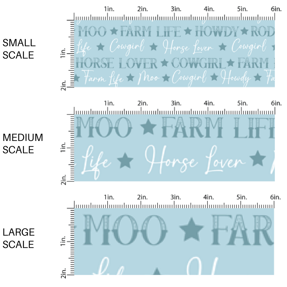 Western Rodeo Phrases on Blue Fabric by the Yard scaled image guide.