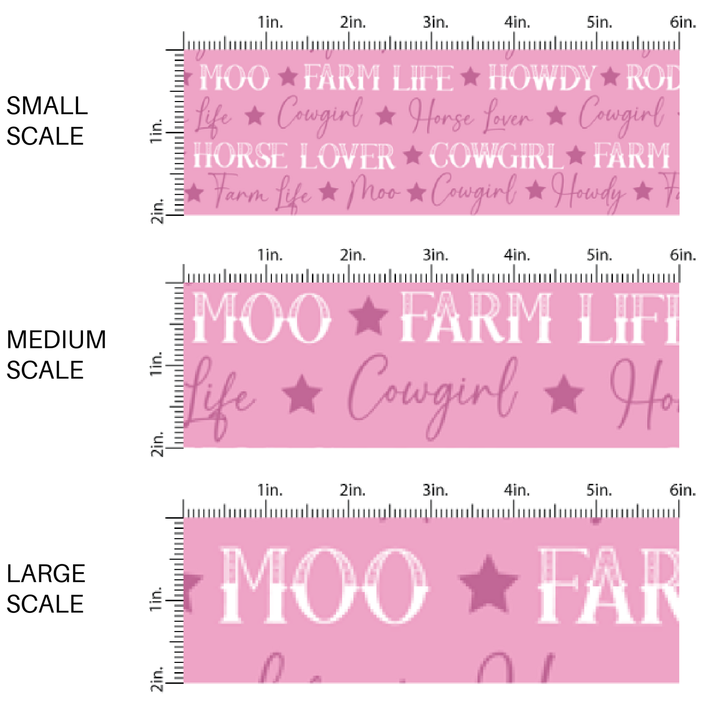 Western Rodeo Phrases on Pink Fabric by the Yard scaled image guide.