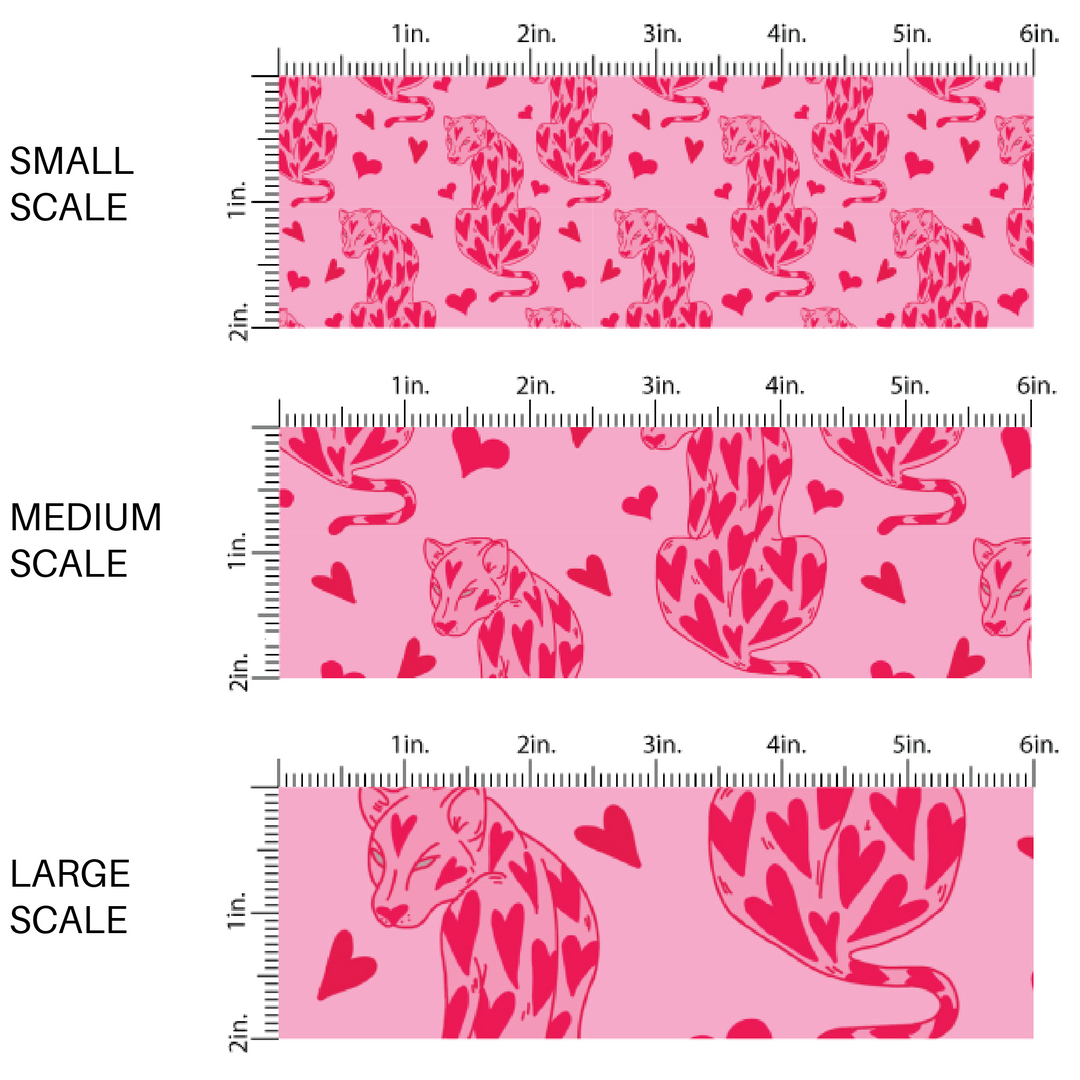 Pink Heart Leopards on Hot Pink Fabric by the Yard scaled image guide.