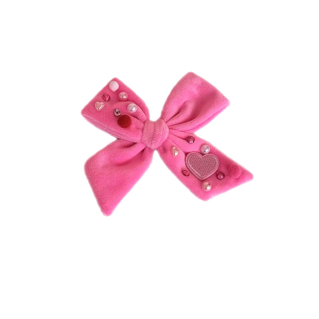 Hot Pink Velvet Valentine’s Day Pinwheel Bow w/ Clip