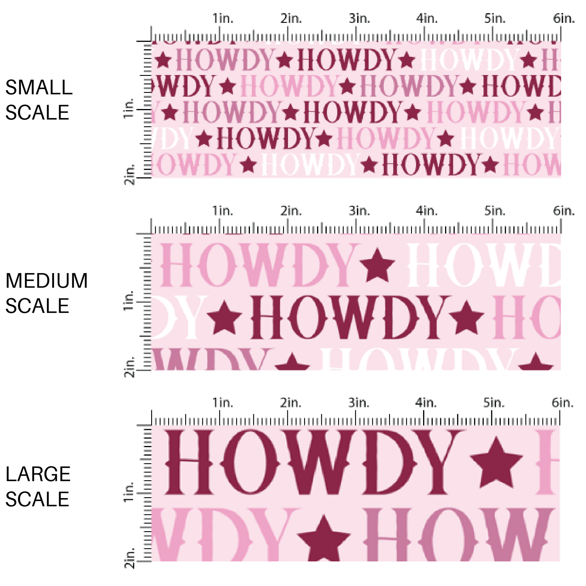 "Howdy" on Pink Fabric by the Yard scaled image guide.