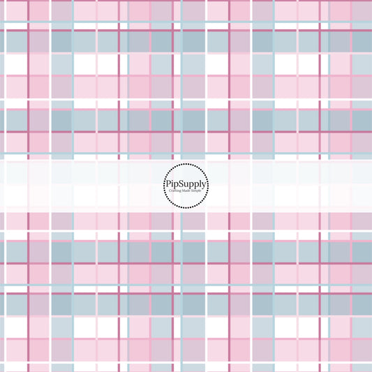 Pink and Blue Plaid Western Fabric by the Yard.