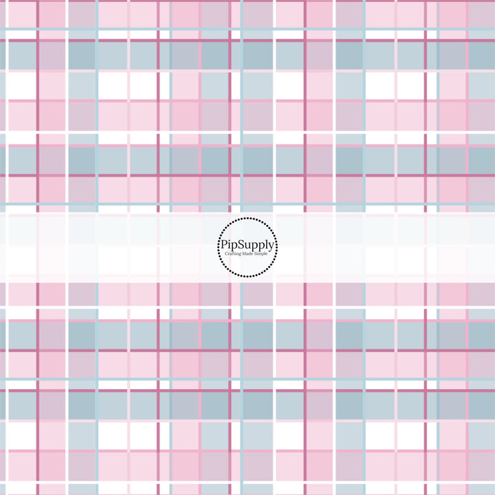 Pink and Blue Plaid Western Fabric by the Yard.