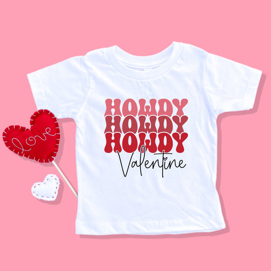 Pink and Red "Howdy Valentine" Iron On Heat Transfer