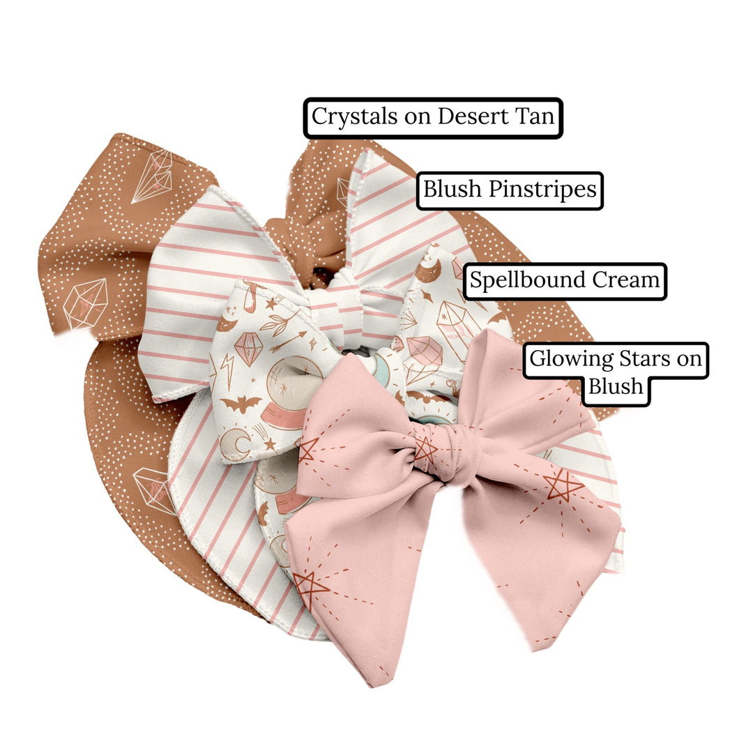 Crystals on Desert Tan Hair Bow Strips