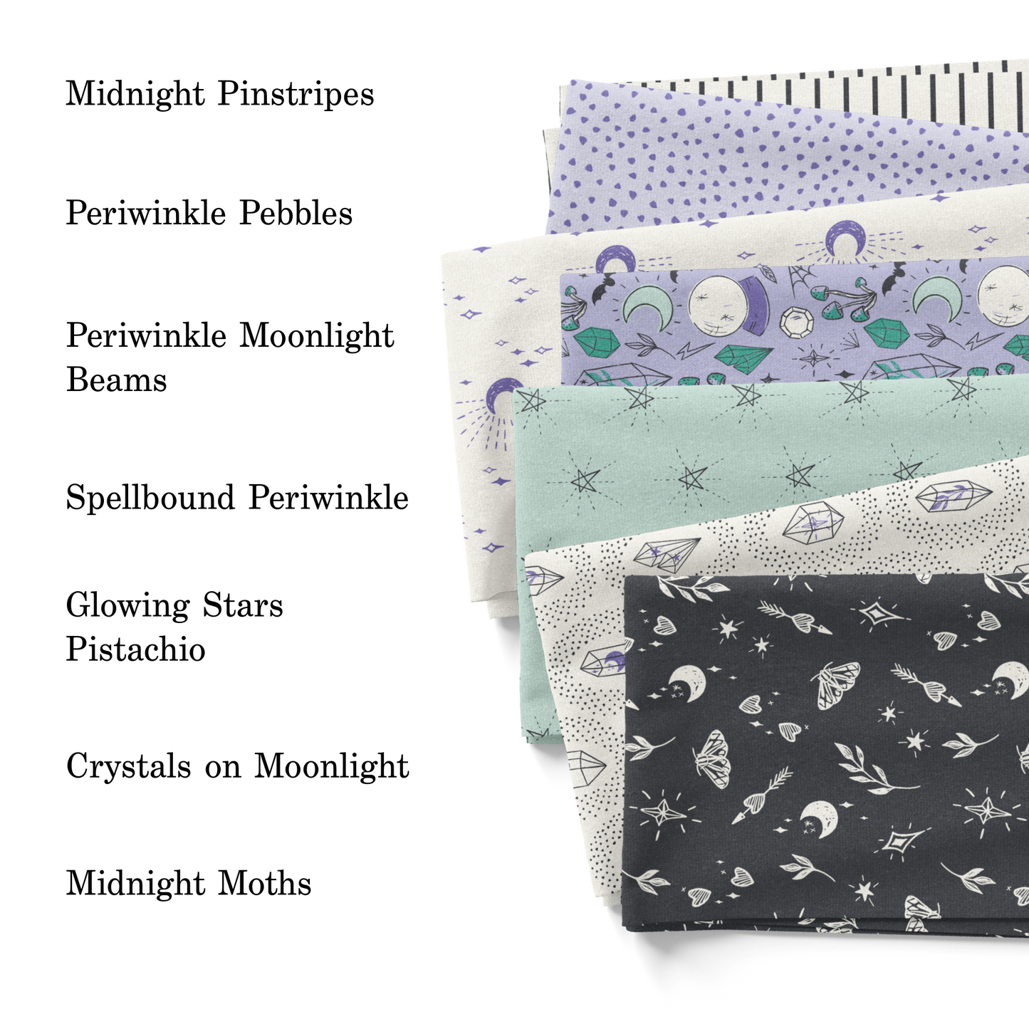 Crystals on Moonlight Fabric By The Yard