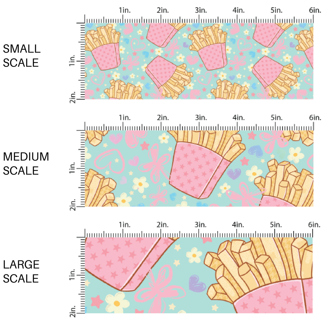 French Fries and Hearts Valentine's Day Themed Fabric by the Yard scaled image guide.