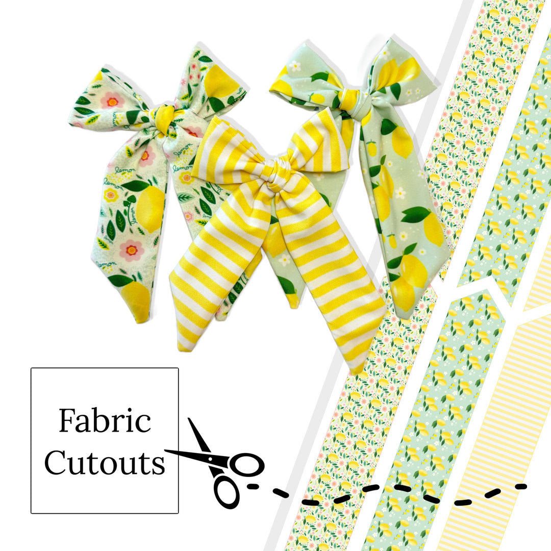 Lemon Zest Long Tail DIY Sewing Template Hair Bows Polyester