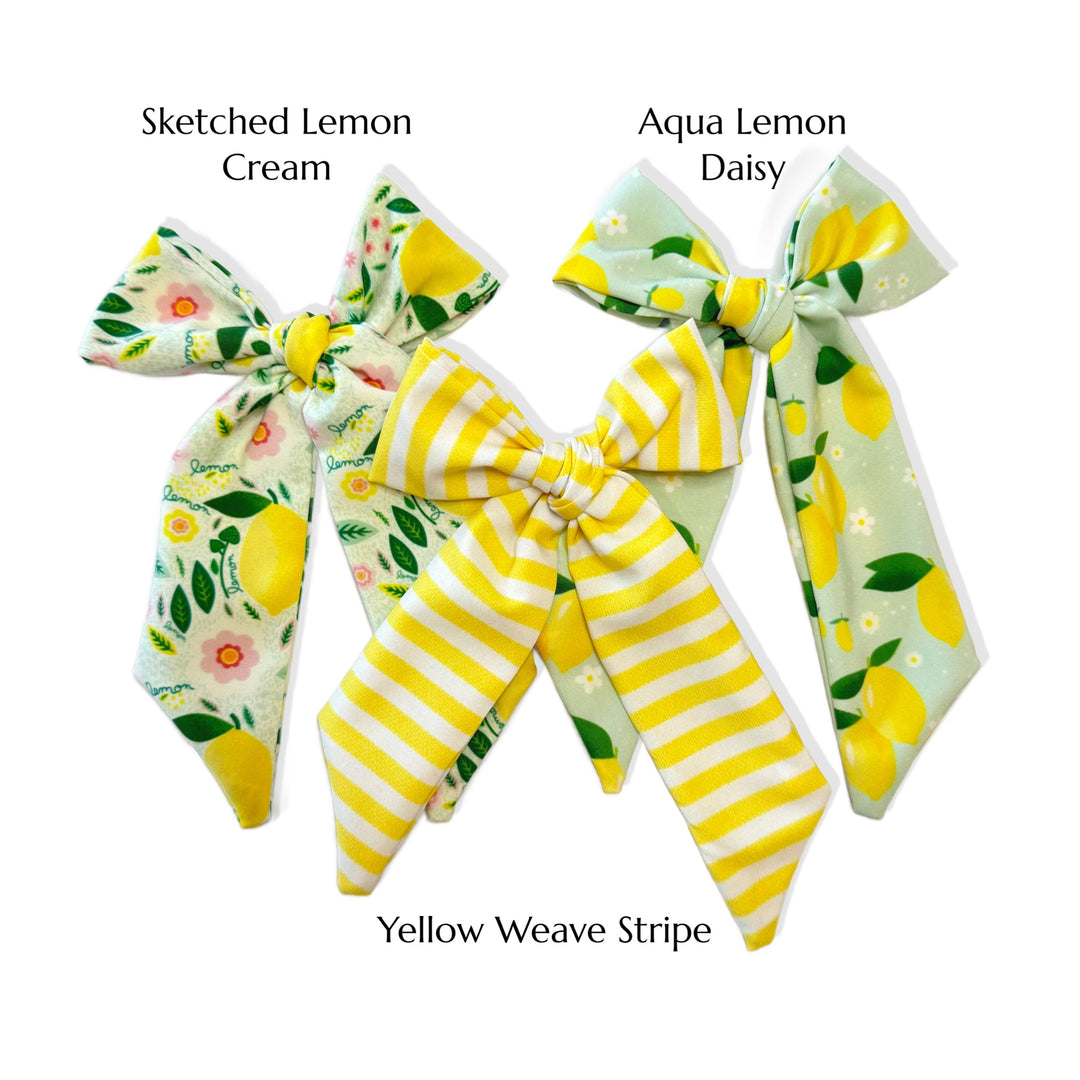 Lemon Zest Long Tail DIY Sewing Template Hair Bows Polyester