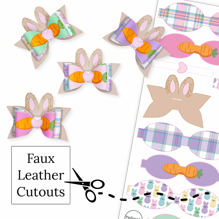 Spring Bunnies Layered Faux Leather DIY Hair Bows