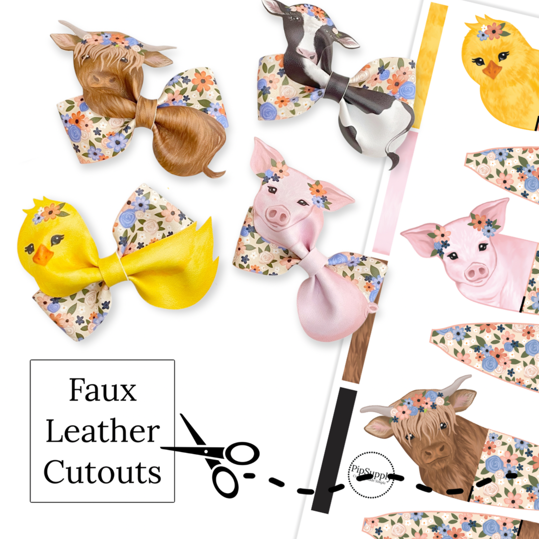 Farm Animal Themed Loop de Lou Faux Leather DIY Hair Bows