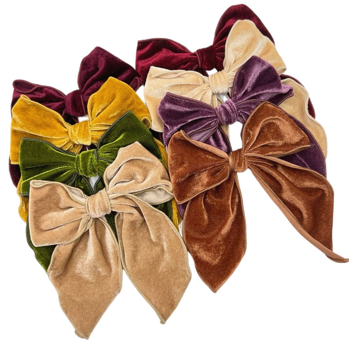 Smooth Fall Solid Velvet Hair Bows Headbands Tied Scrunchies