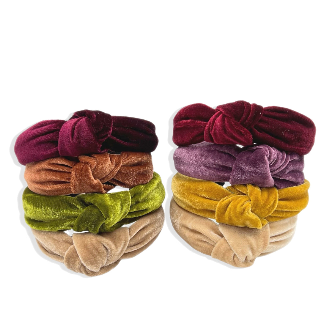 Smooth Fall Solid Velvet Hair Bows Headbands Tied Scrunchies