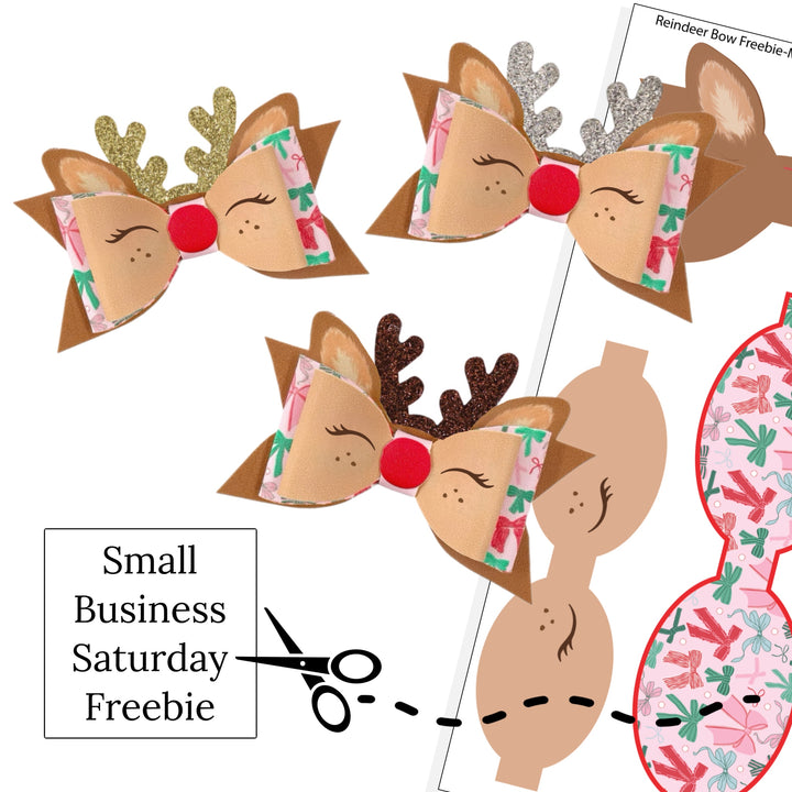 Small Business Saturday Freebie - Reindeer Bow Freebie-Multi Vintage Bows Faux Leather Bow W/Clip - 1 Per Order