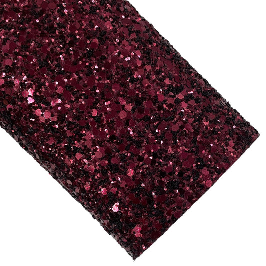 Dark Maroon Chunky Glitter Faux Leather Sheets