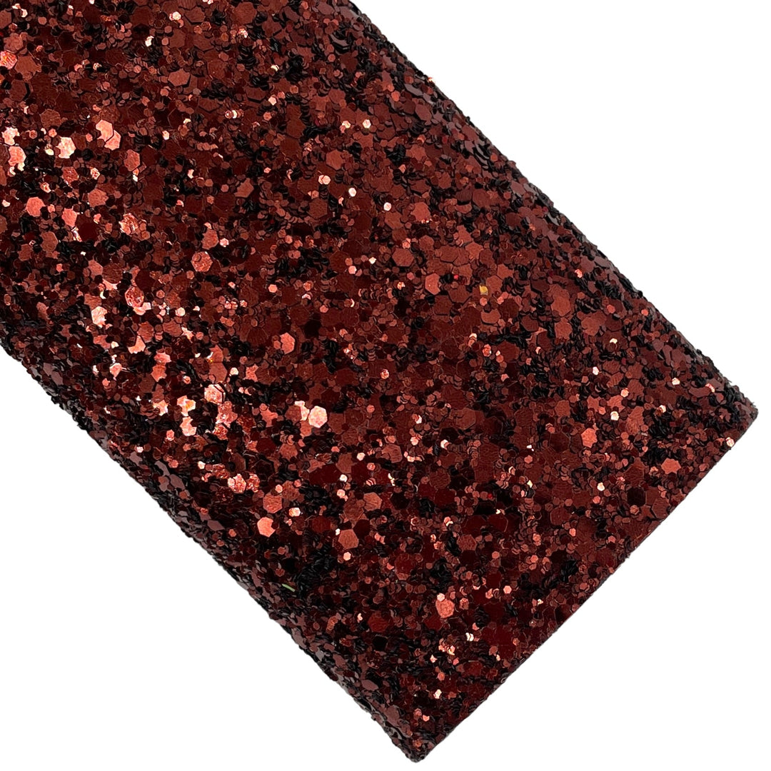 Rust Chunky Glitter Faux Leather Sheets