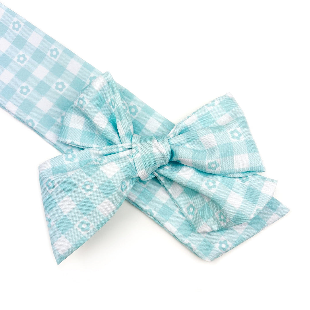 Spring Mint Daisy Gingham  Effortless Bow Strips - Closed Edge