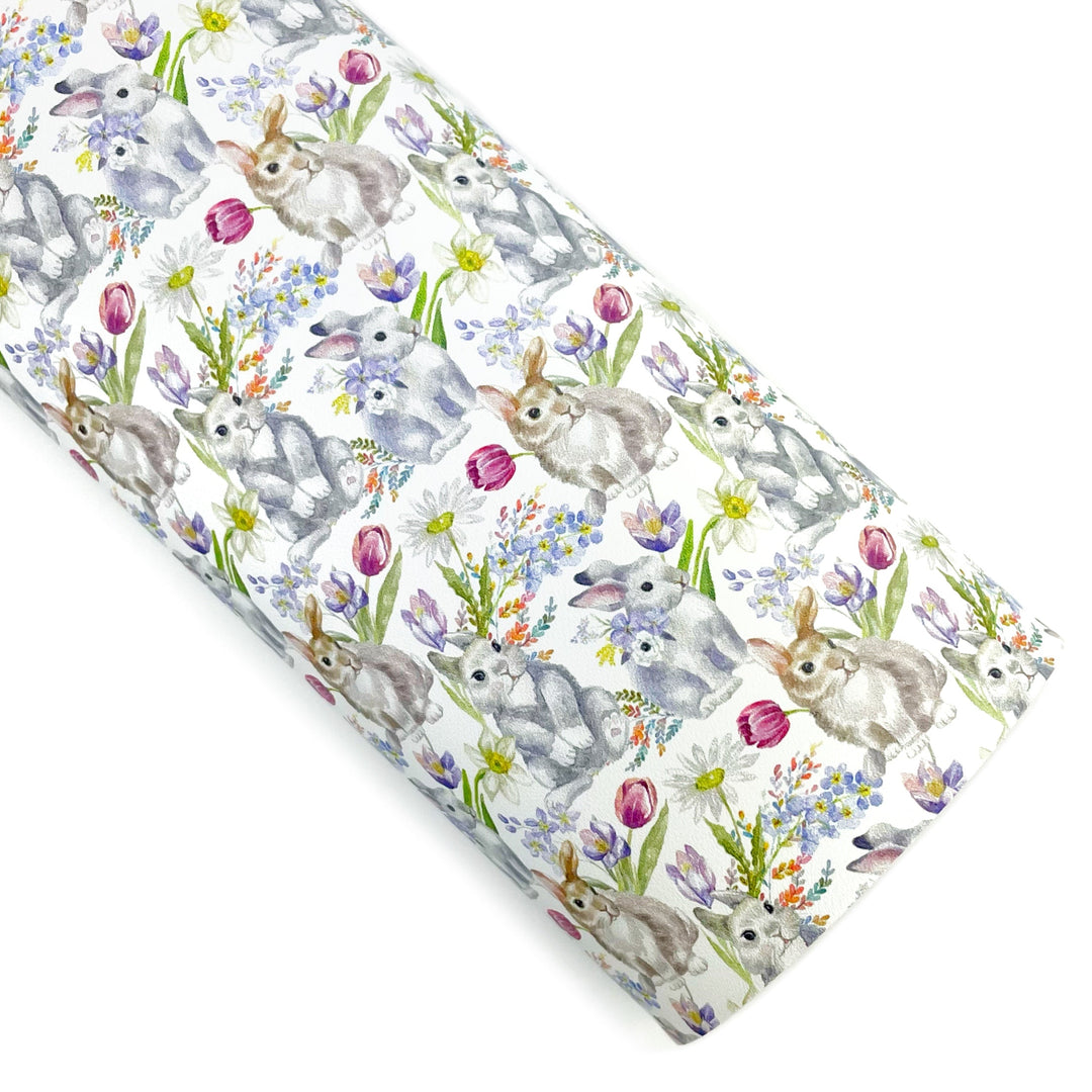 Floral Bunnies Vegan Leather