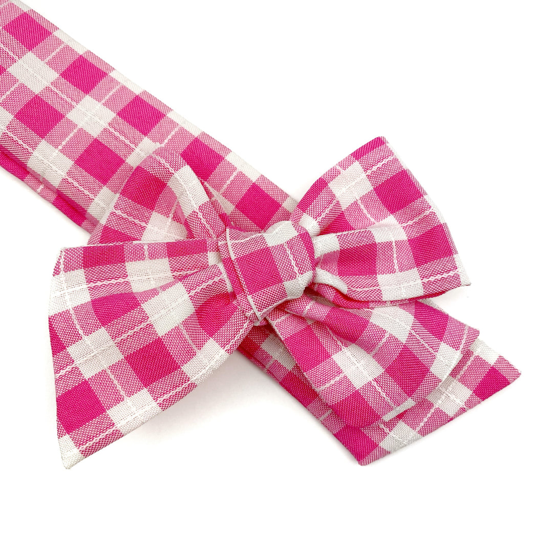 Spring Pink Plaid  Effortless Bow Strips - Closed Edge