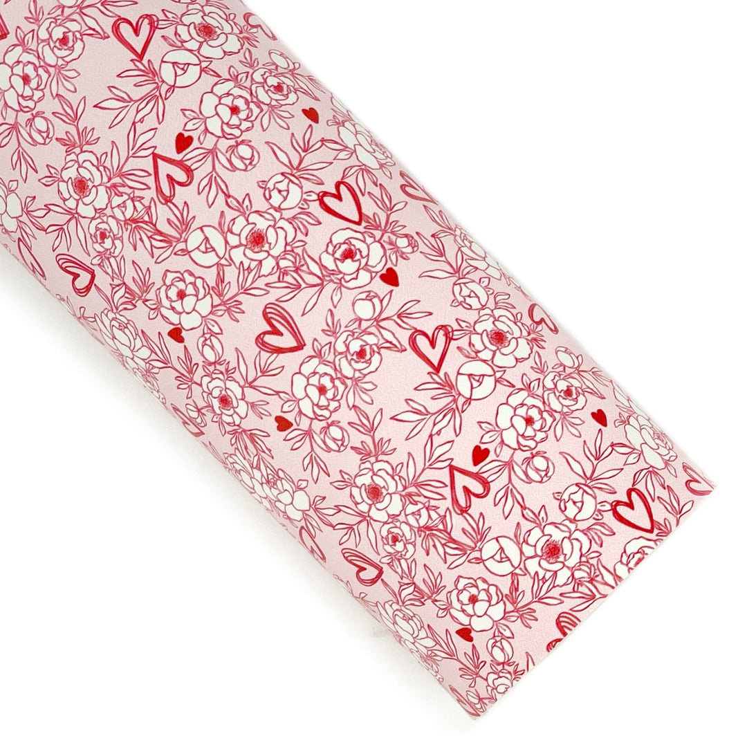 Valentine Sketched Floral Vegan Leather