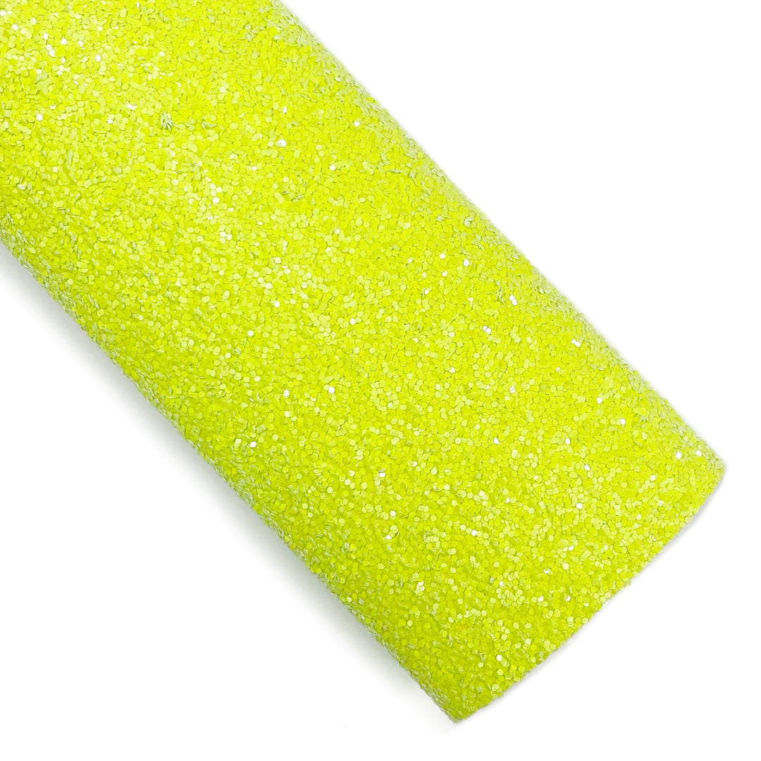 Electric Lemon Lime Chunky Glitter Faux Leather Sheets