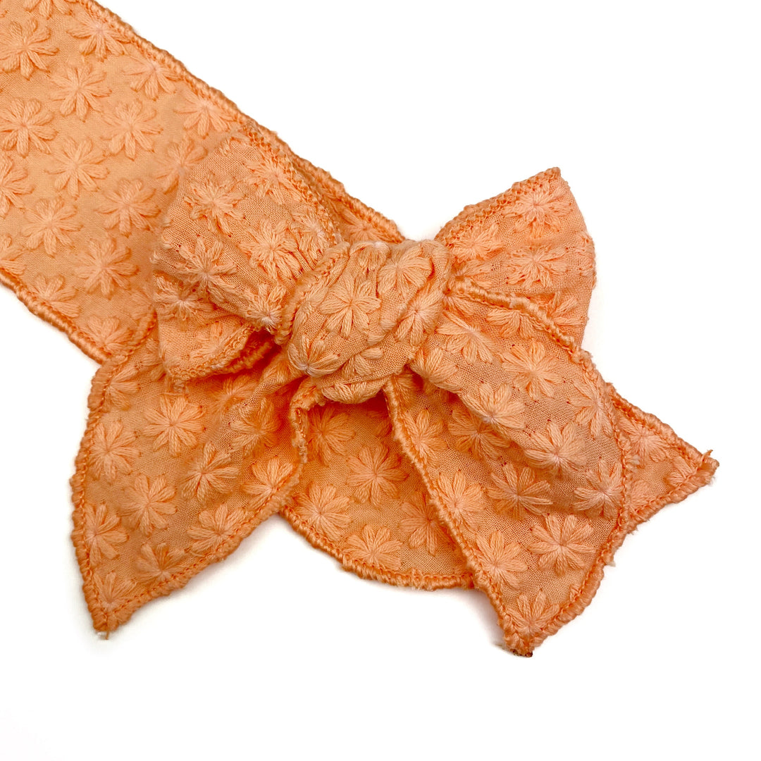 Orange Daisy  Effortless Bow Strips - Serged Edge