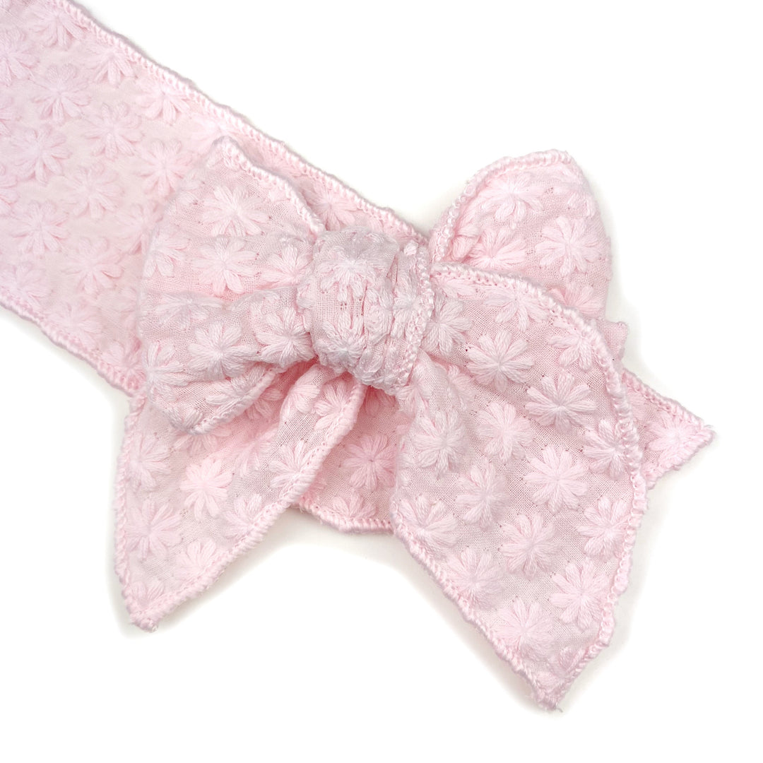 Light Pink Daisy  Effortless Bow Strips - Serged Edge