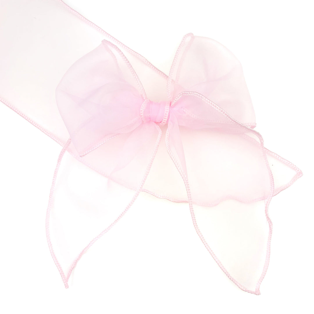 Pink Charming Tulle  Effortless Bow Strips - Large Serged Edge